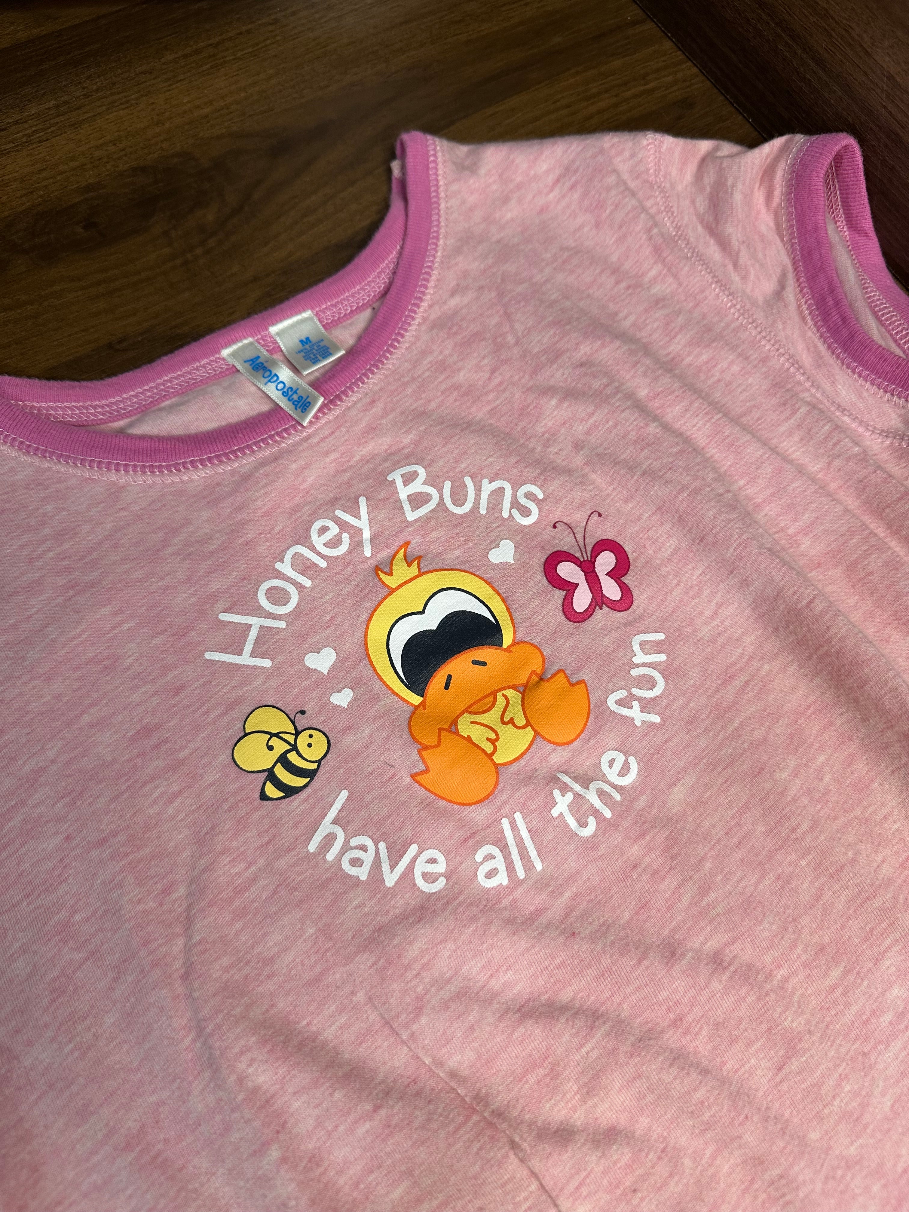 Aeropostale Pink Baby Tee Shirt M Honey Buns Have All The Fun