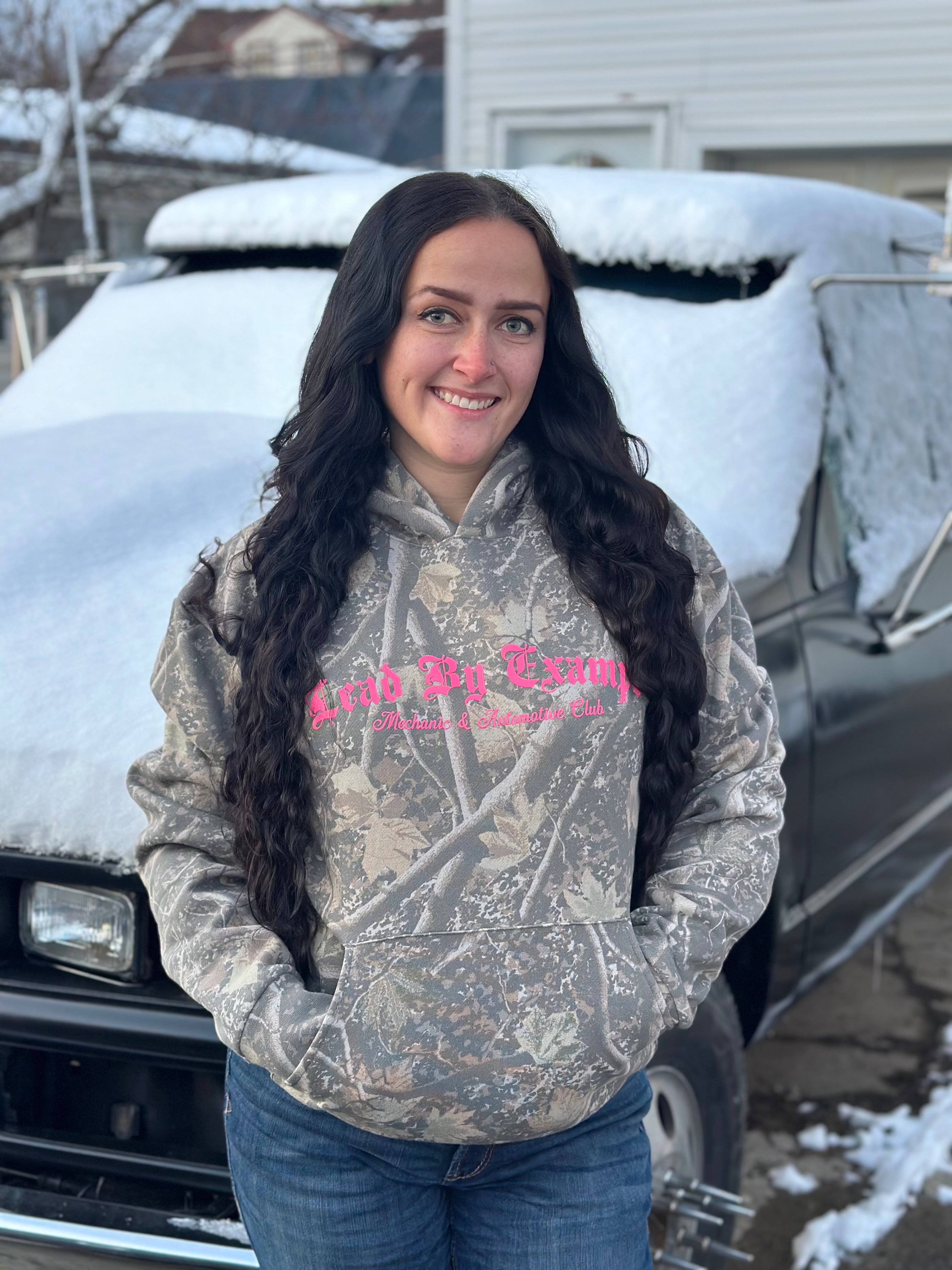 Camo & Pink Lead By Example Hoodie