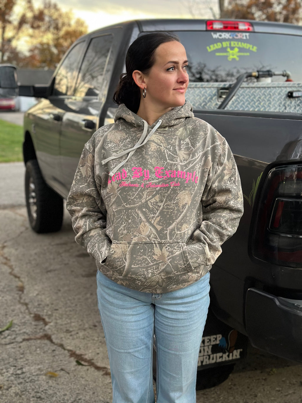 Camo & Pink Lead By Example Hoodie
