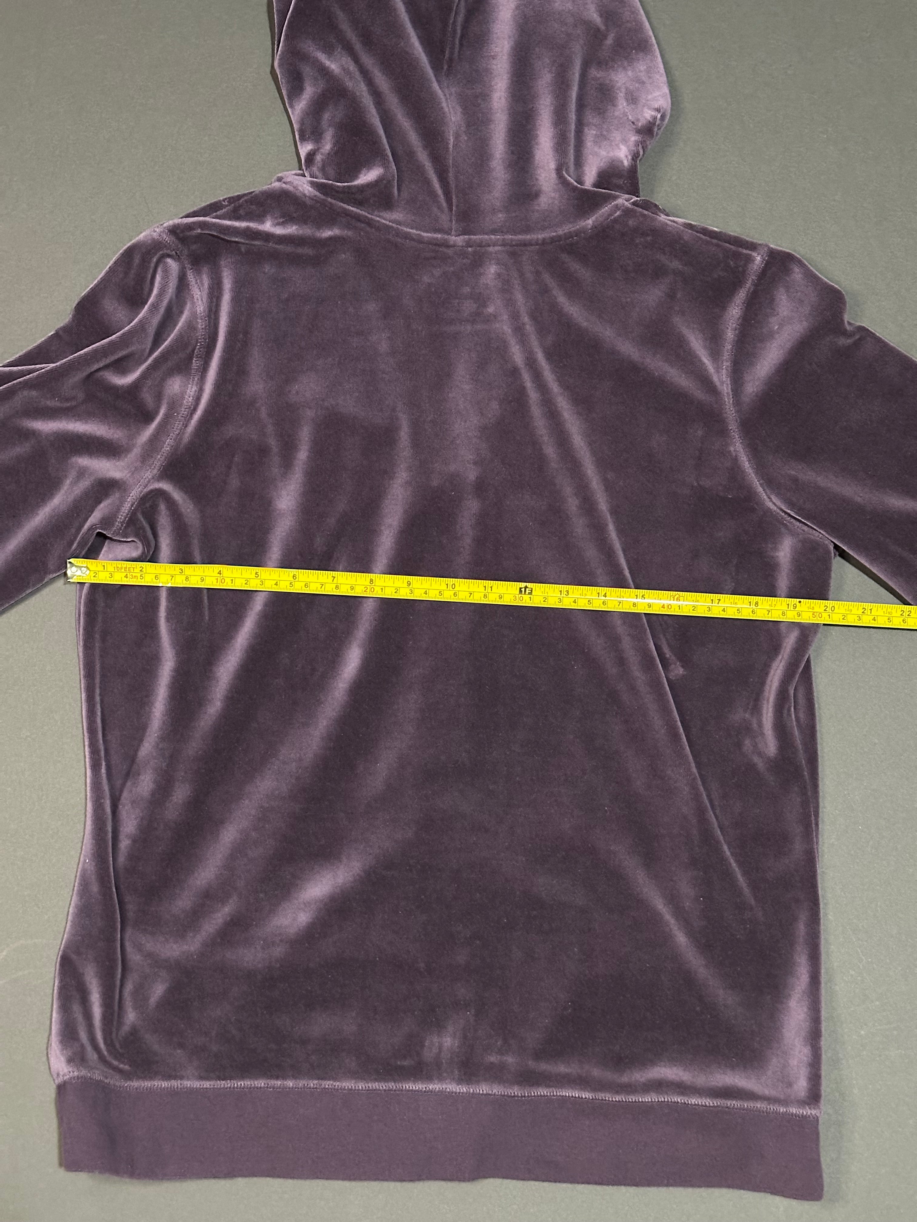 Purple Velvet Zip Up Hoodie - Womens Large