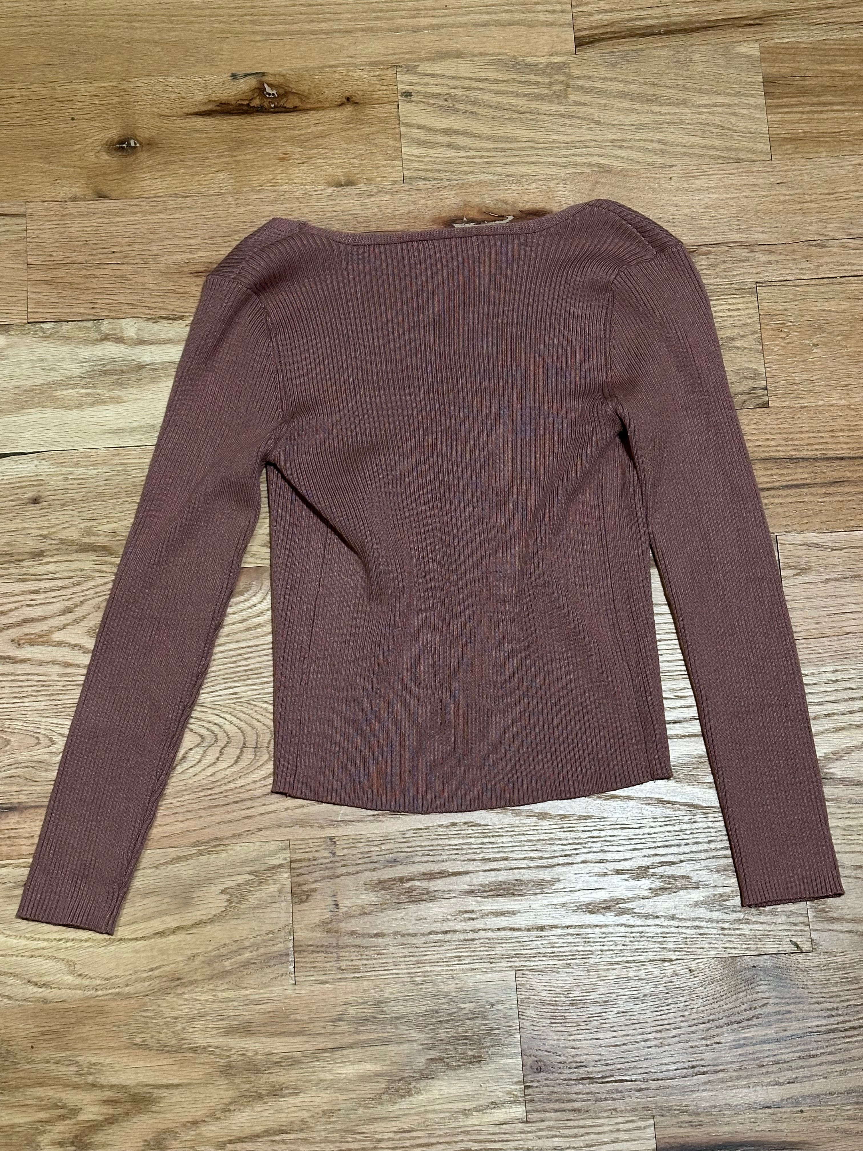 Ribbed Bow Sweater - Size Small