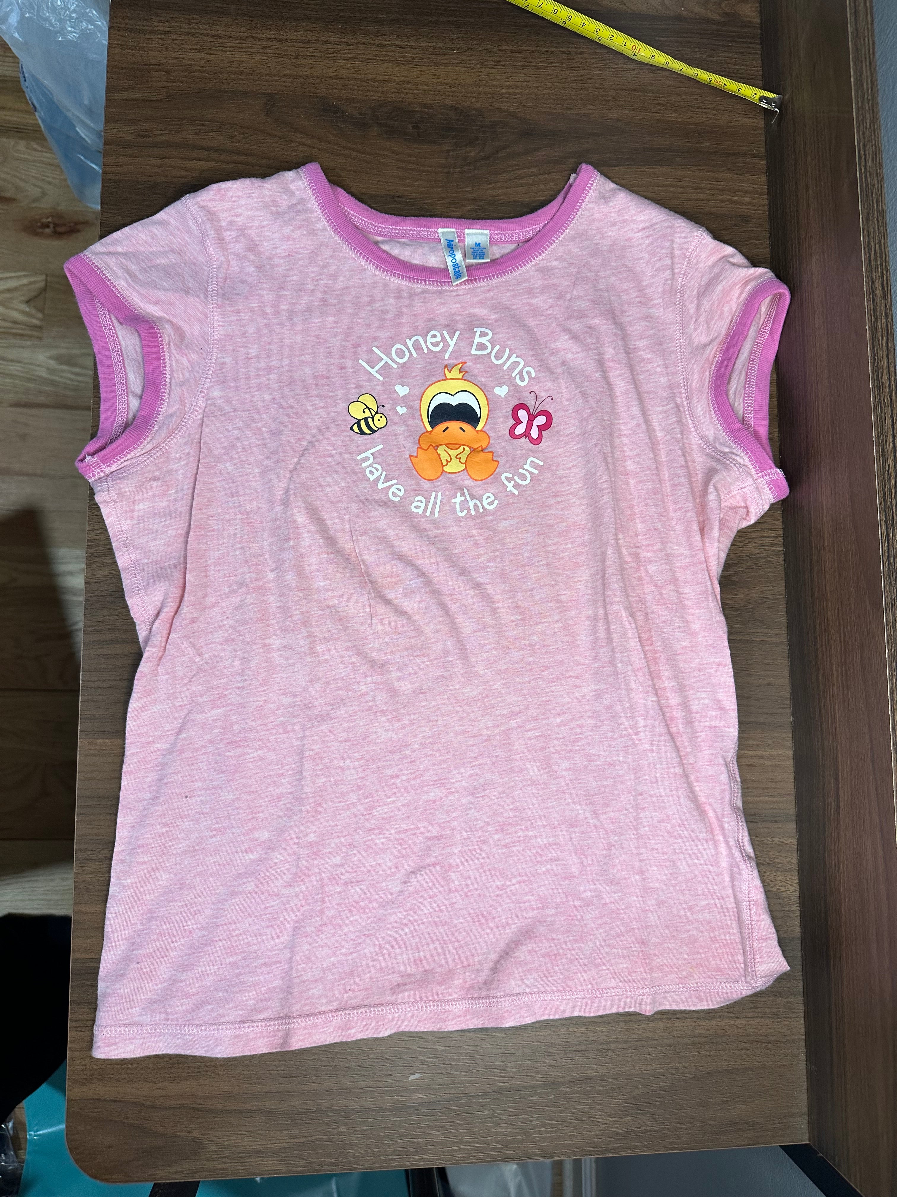 Aeropostale Pink Baby Tee Shirt M Honey Buns Have All The Fun