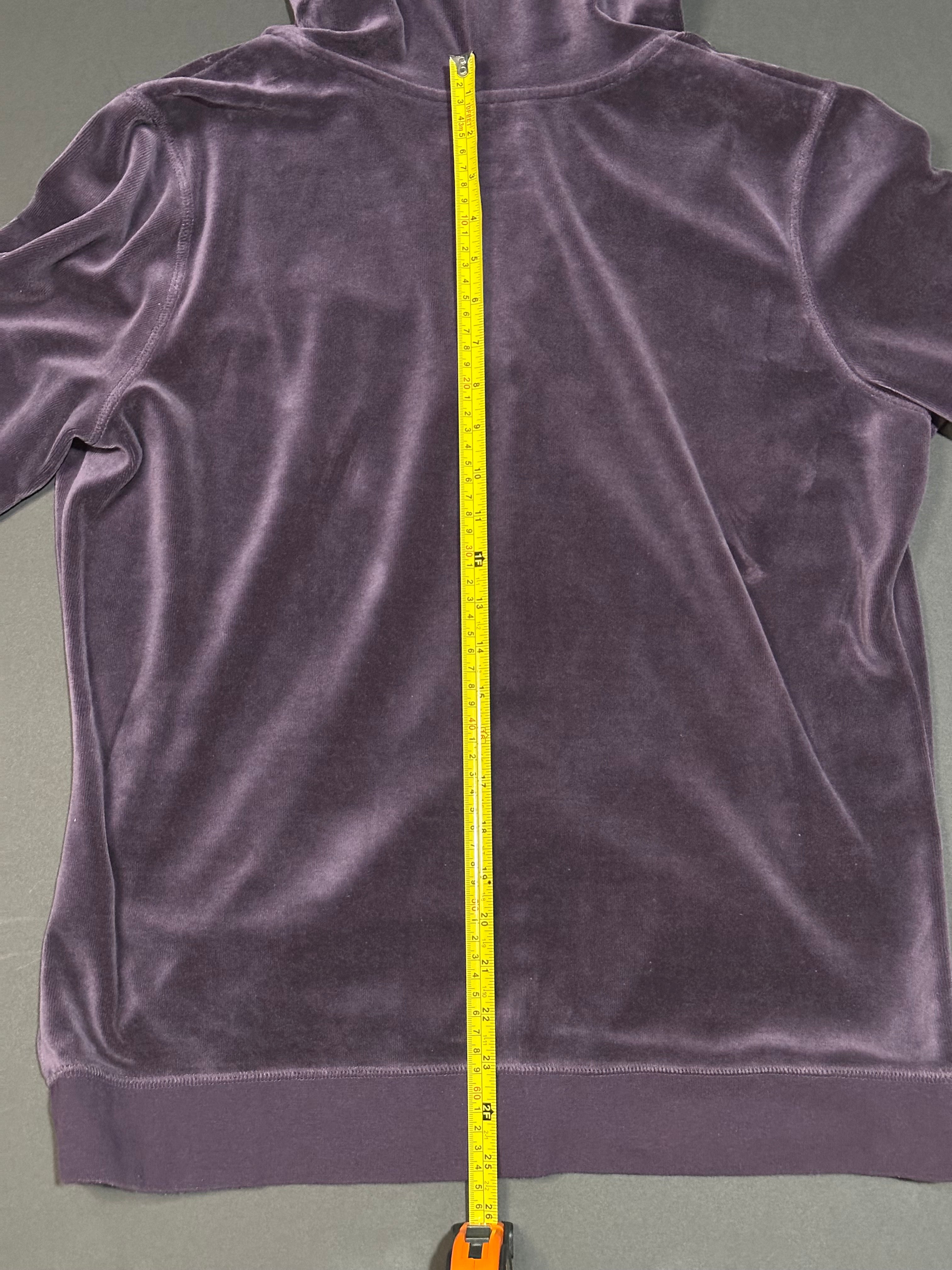 Purple Velvet Zip Up Hoodie - Womens Large