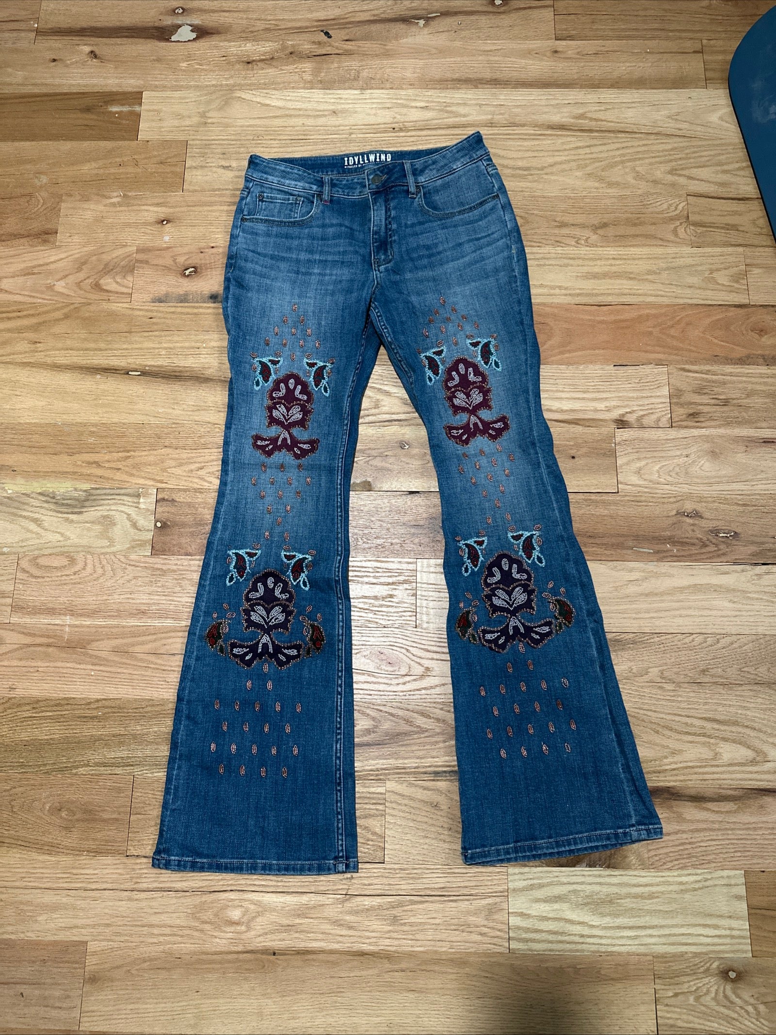 Idyllwind Women's Briley Medium Wash Mid Rise Embellished Bootcut Jeans Size 10