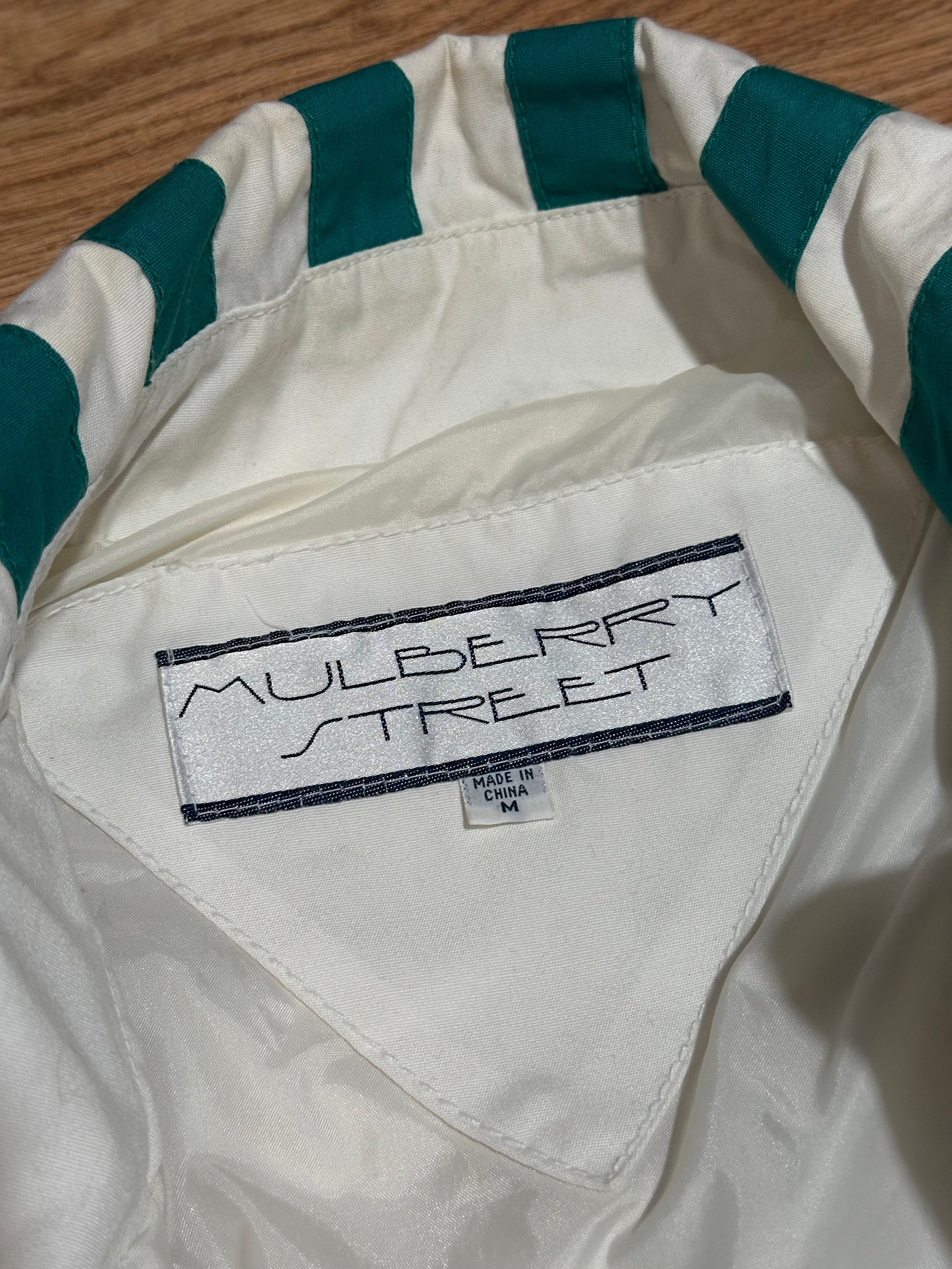 80s Vintage Windbreaker White Yellow Purple Green Blue - Size Medium