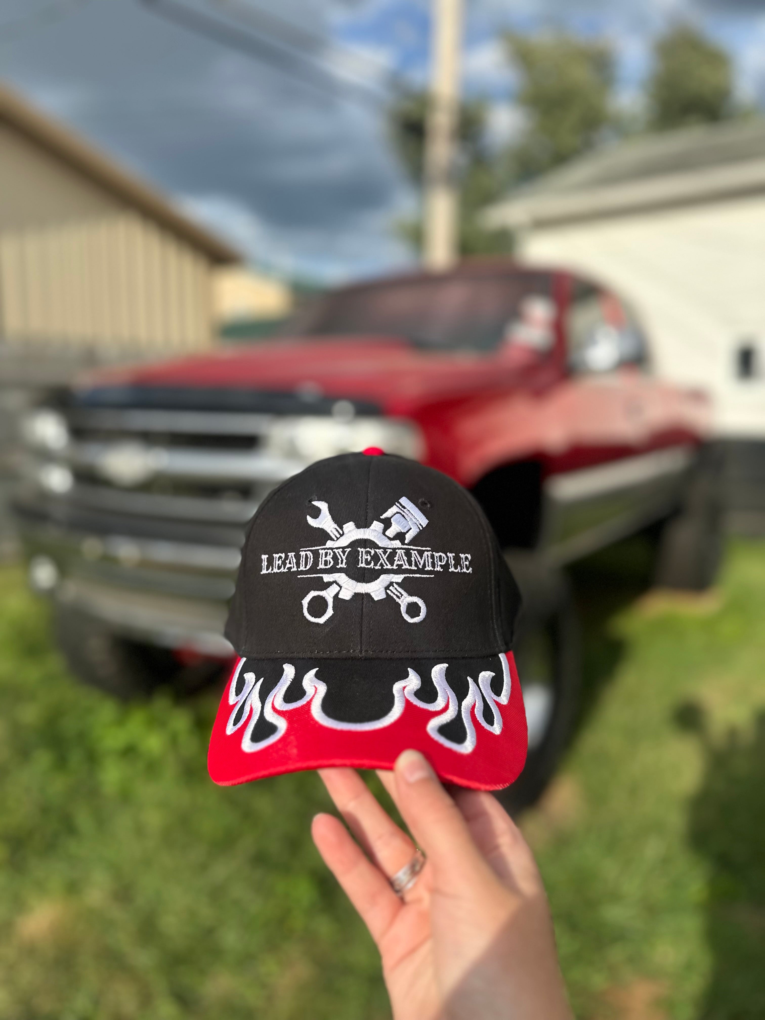 LBE Embroidered Black & Red Flames Hat