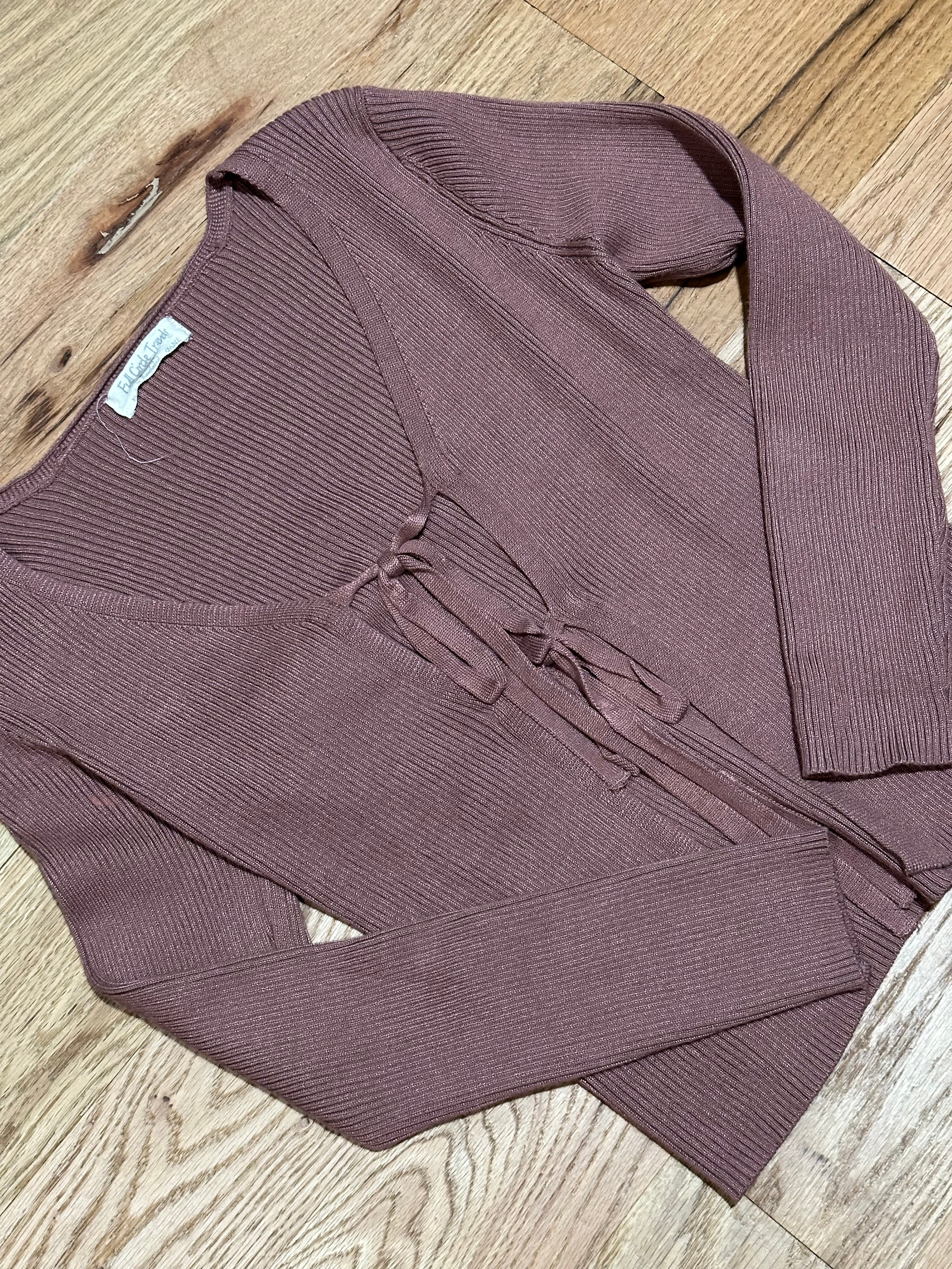Ribbed Bow Sweater - Size Small